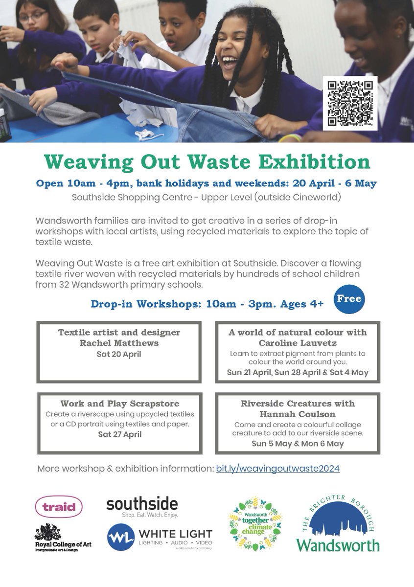 🌟 #WeavingOutWaste, an exhibition featuring a flowing textile river woven with recycled materials by hundreds of school children from 32 local schools, opens to the public at @SouthsideSW18 on Saturday!🎨 More: bit.ly/WeavingOutWast…