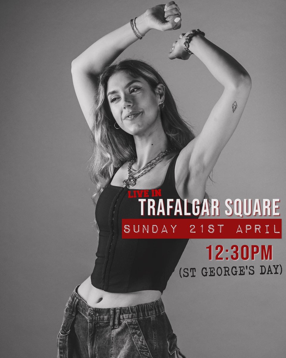 ♥️!TRAFALGAR SQUARE! On Sunday! It’s FREE!! ✨ …
Doing a little set for St. George’s day!! So damn cool. 12:30 sharp xx💓💓

📸 @lthpvisuals 

#londonevents #londongigs #london #spotify #londonmarathon #musicphotography #natAlieshay #blackandwhite