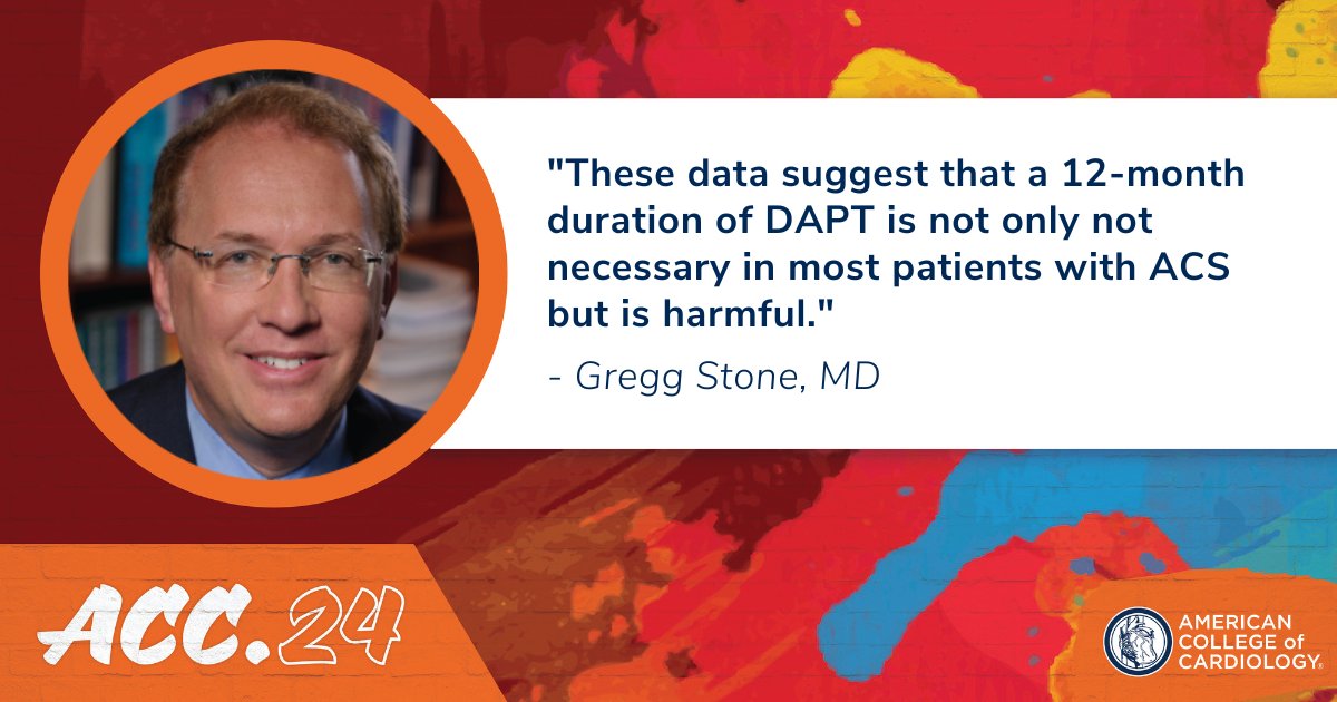 ICYMI: The ULTIMATE-DAPT study presented by Dr. @GreggWStone at #ACC24 found that most patients with #cvACS can safely stop aspirin one month after #PCI. Find out more: bit.ly/4cOQObc @IcahnMountSinai