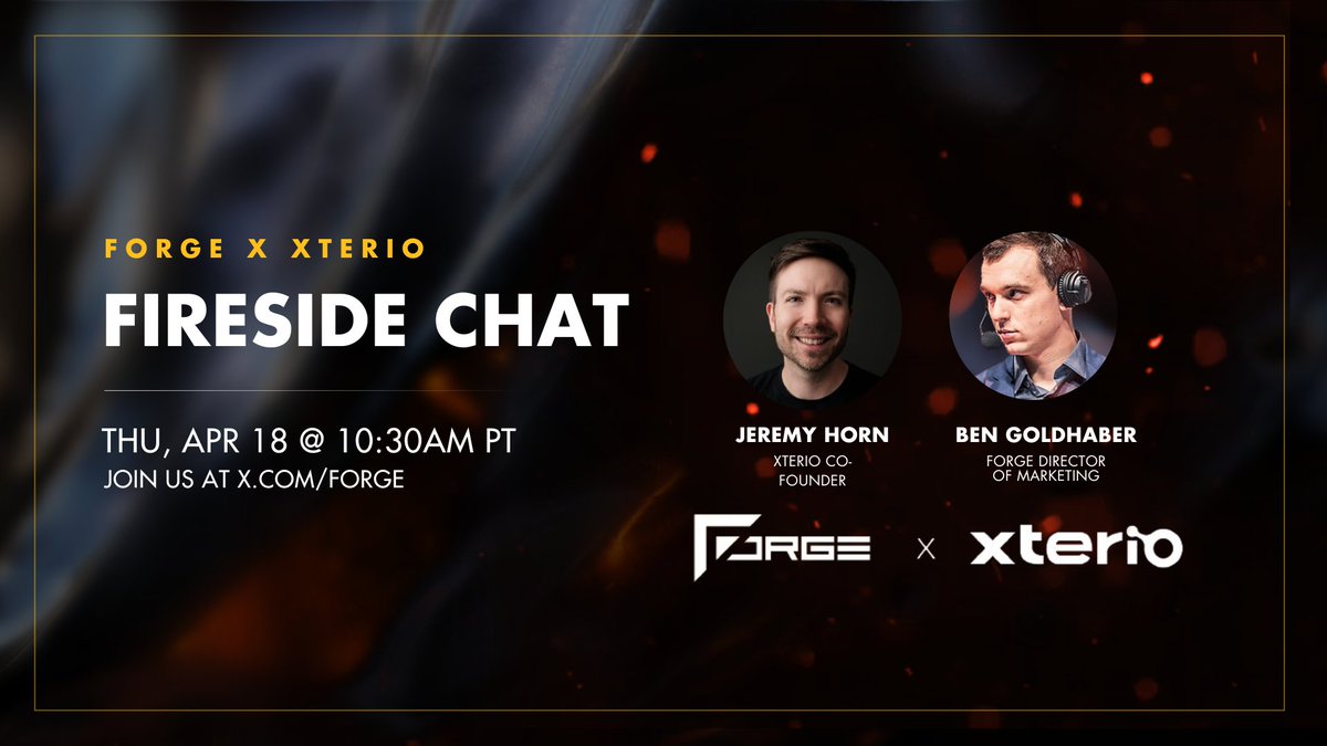 Set your calendars for a special X AMA tomorrow at 10:30AM PT ‼️🗓️ Get the inside scoop on Forge x Xterio with @XterioGames Co-Founder @HeyJeremyHorn. RSVP: twitter.com/i/spaces/1mrxm…