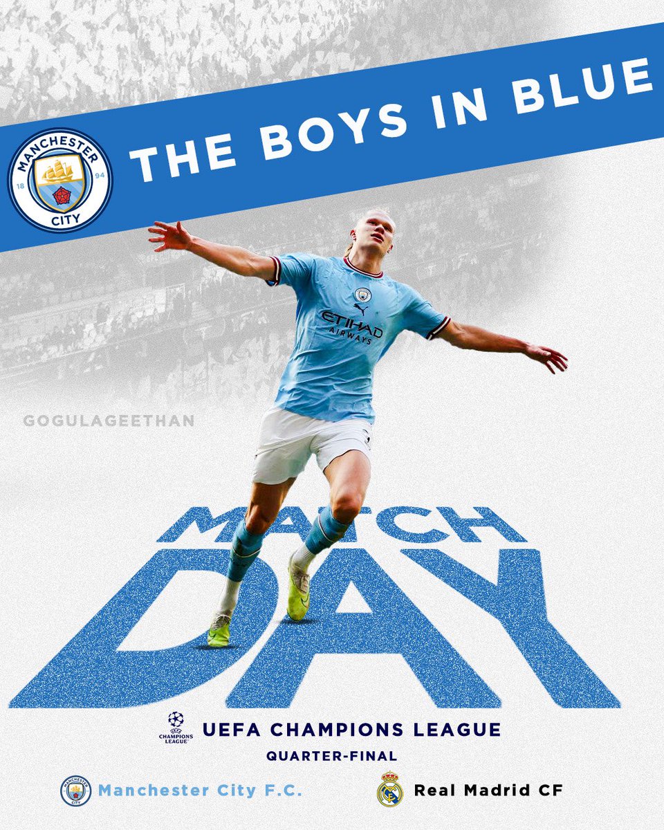 SUPERBIA IN PROELIO 🩵

POSTER FOR THE BOYS IN BLUE 🩵

@ManCity @ErlingHaaland @ChampionsLeague 
#mancity #manchestercityfc #erlinghaaland #realmadrid #championsleague #quarterfinals⚽️