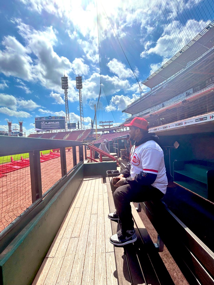 My first dream as a kid was to be a professional baseball for the <a href="/Reds/">Cincinnati Reds</a> sitting in the dugout and having <a href="/BallySportsCIN/">Bally Sports Cincinnati</a> play my music is the next closest thing #Atobttr