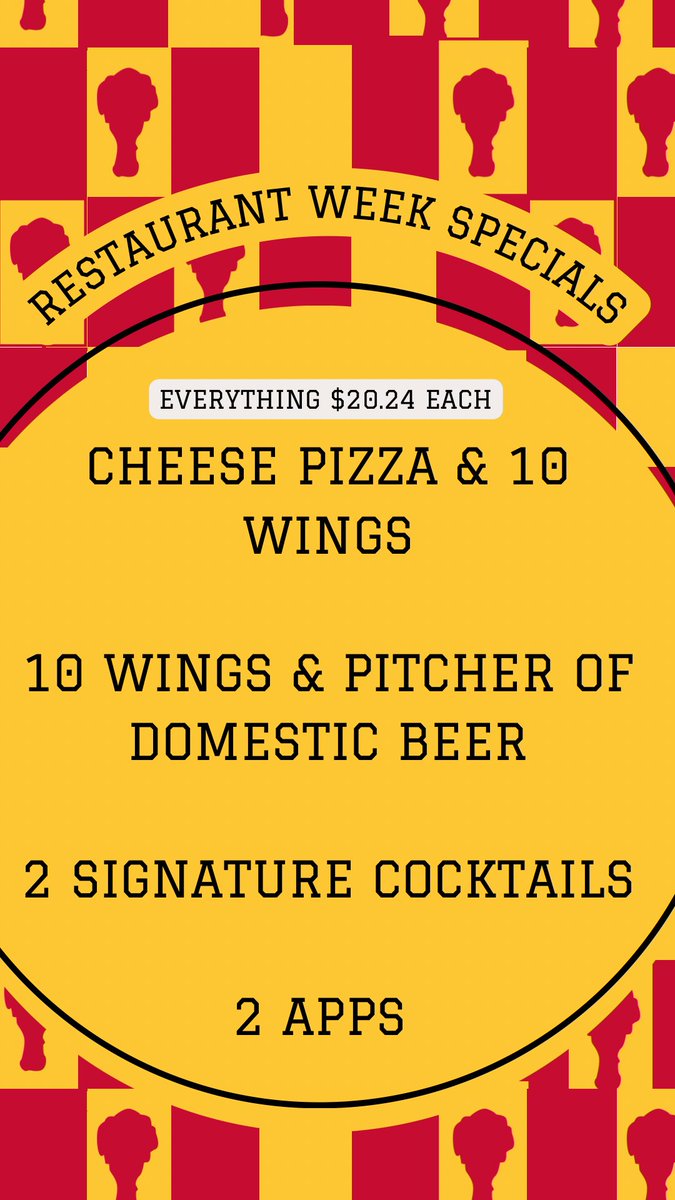 WingnutzB's tweet photo. Restaurant Week Specials 🍕🍗🍹🍻🍷🍔🍟
• Cheese Pizza & 10 Wings
• 10 Wings & Pitcher of Domestic Beer
• 2 Signature Cocktails
• 2 Apps
$20.24
Available April 17-21 in-store ONLY!
#716eats #buffaloeats #buffalony #wingnutz #wingnutzbuffalo #restaurantweek https://t.co/1WcOXudt3K