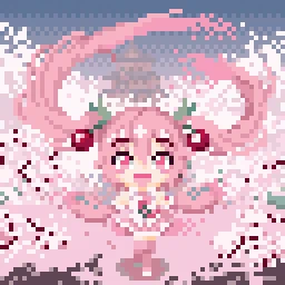 地元の桜も満開とのことで弘前コラボの桜ミク一度はおいでよ弘前 さくらまつりそして一度は食べてよ 嶽きみ天ぷら 飛んでまるや#ドット絵 #桜ミク #弘前さくら祭り 