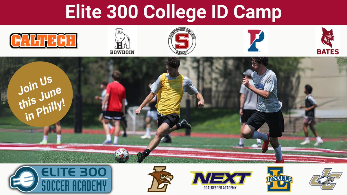 Top college coaches, elite athletic &amp; academic programs, &amp; first-rate facilities at Swarthmore College (just outside Philly) make the Elite 300 College ID Soccer Camp one of the nation’s very best. Reserve your spot for this June - REGISTER at Elite300.com