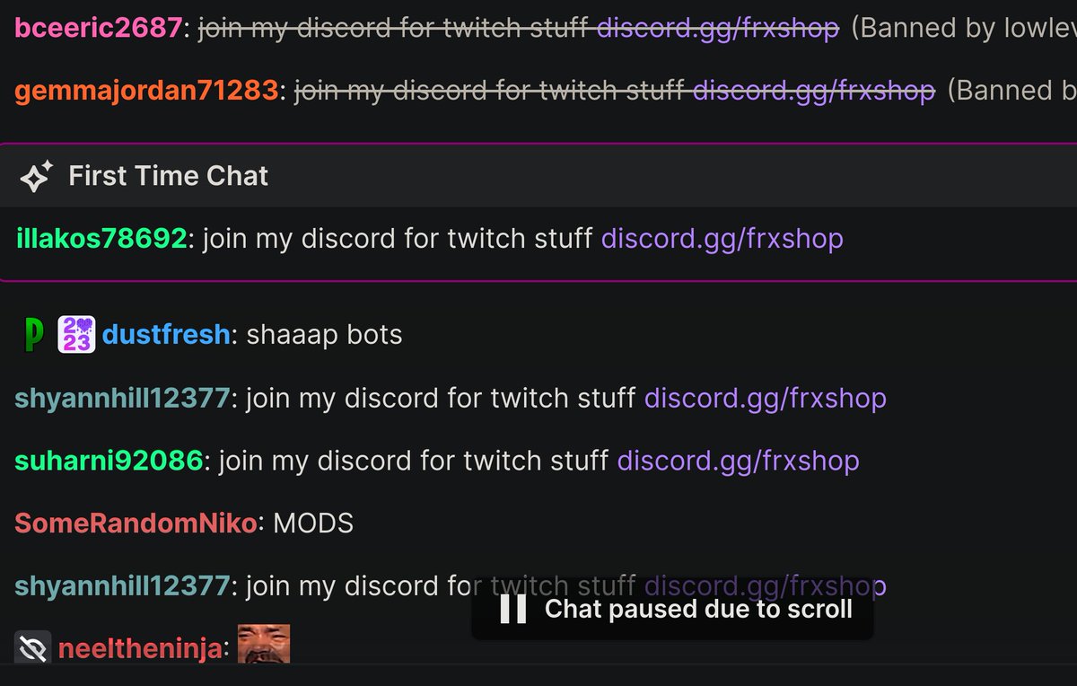 ThePrimeagen's tweet photo. hey @discord one of your partner channels is spamming twitch chats 

could you do something? https://t.co/xRqruvg0eQ