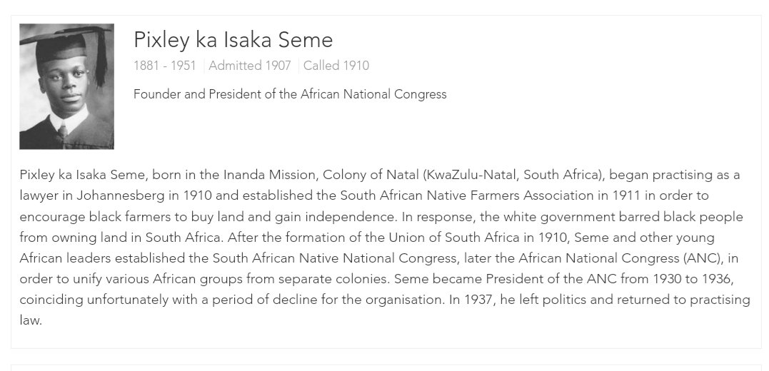 Founder and President of Africa National Congress was a member of Middle Temple.