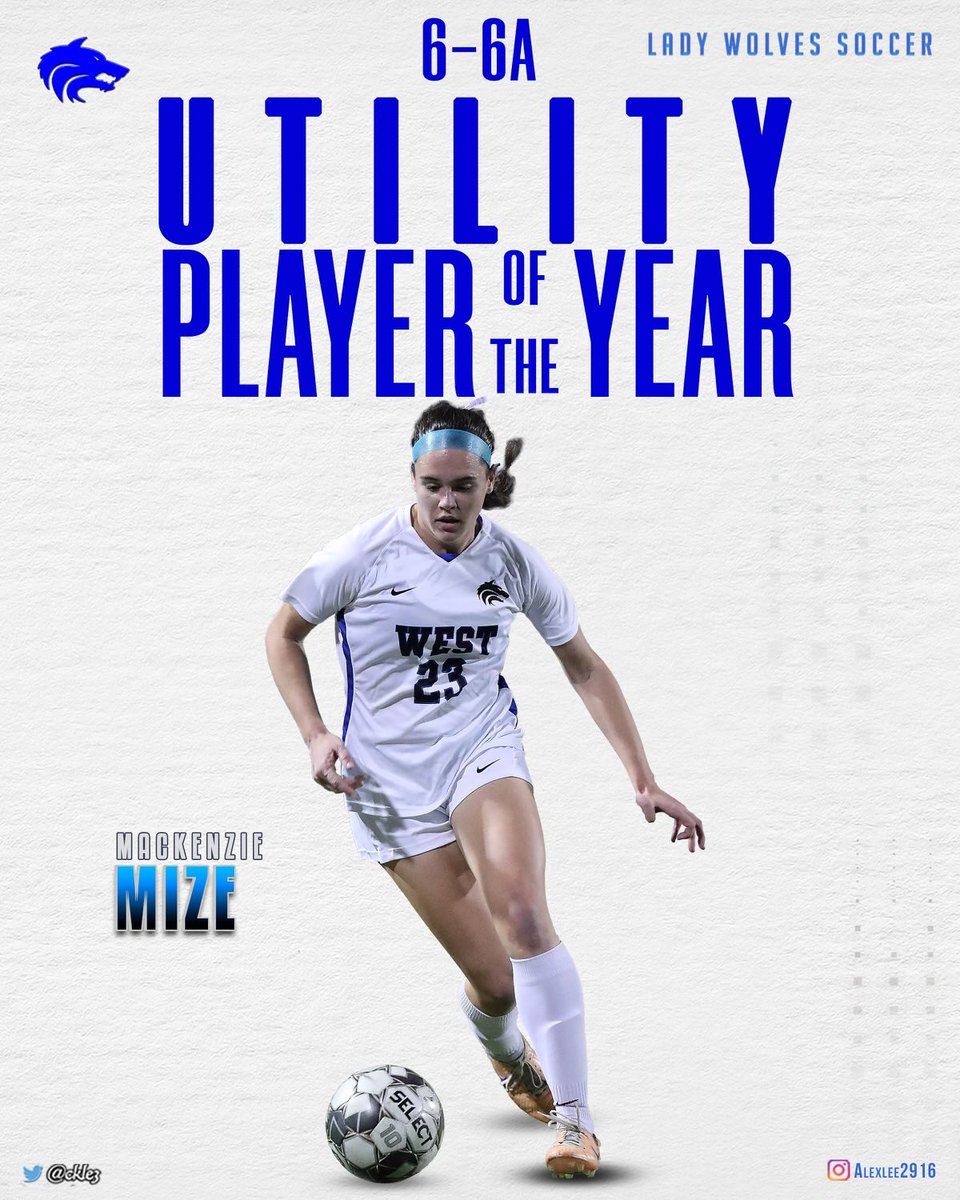 PWLWsoccer's tweet photo. Congratulations @MackenzieMize8 on being recognized for District 6-6A Utility Player of the Year.  #wolfpack @PISDAthDept 🐺⚽️💙 https://t.co/0EpwZ7lP7A