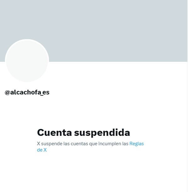 Aviso: por causas ajenas a Alcachofa de España, a lo largo del día de hoy, no hemos podido compartir la información habitual porque nos han suspendido la cuenta. Parece ser que ha sido un error y poco a poco vamos recuperando la normalidad. Disculpas a todos.