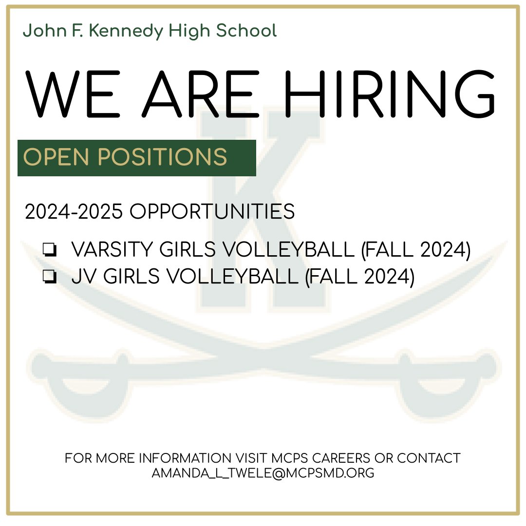 Interested in coaching Girls 🏐? 
Contact AD Twele @ Amanda_L_Twele@mcpsmd.org