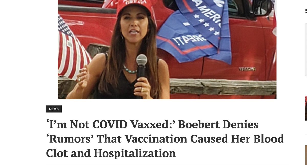 'I'm not COVID vaxxed,' said Boebert. 'So we can we can squash those rumors now.' After Boebert was rushed to the hospital, the online underworld swirled with speculation that her blood clot resulted from her receiving a COVID vaccination. coloradotimesrecorder.com/2024/04/im-not… #copolitics
