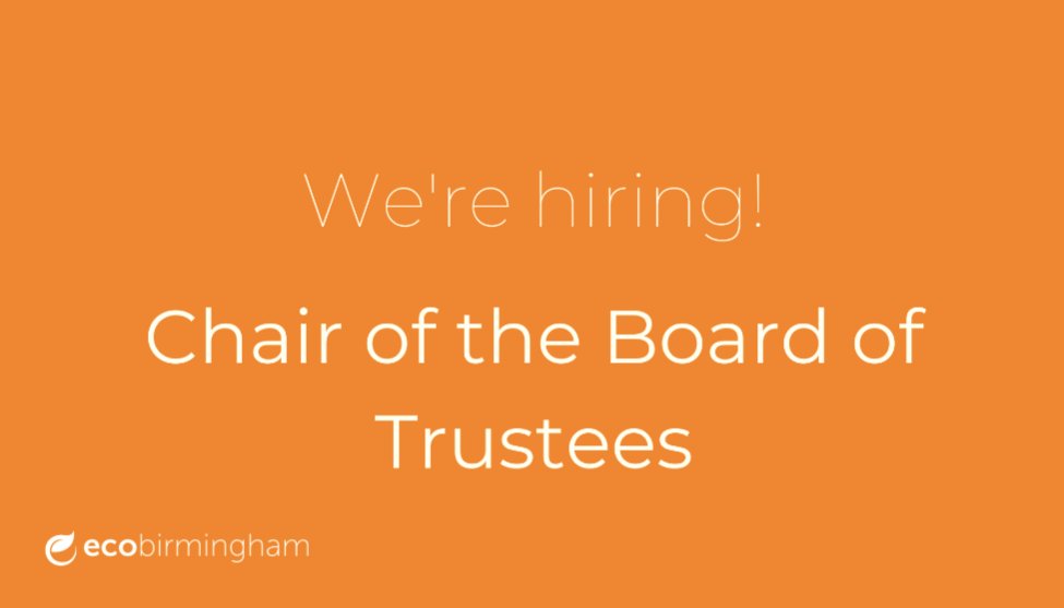 ✨ #Vacancy Could you be our next Chair of the Board of Trustees?? Exciting opportunity to get involved in the sustainability sector and help support greener, fairer and healthier communities in Birmingham. ⬇️ ecobirmingham.com/2024/04/17/vac…