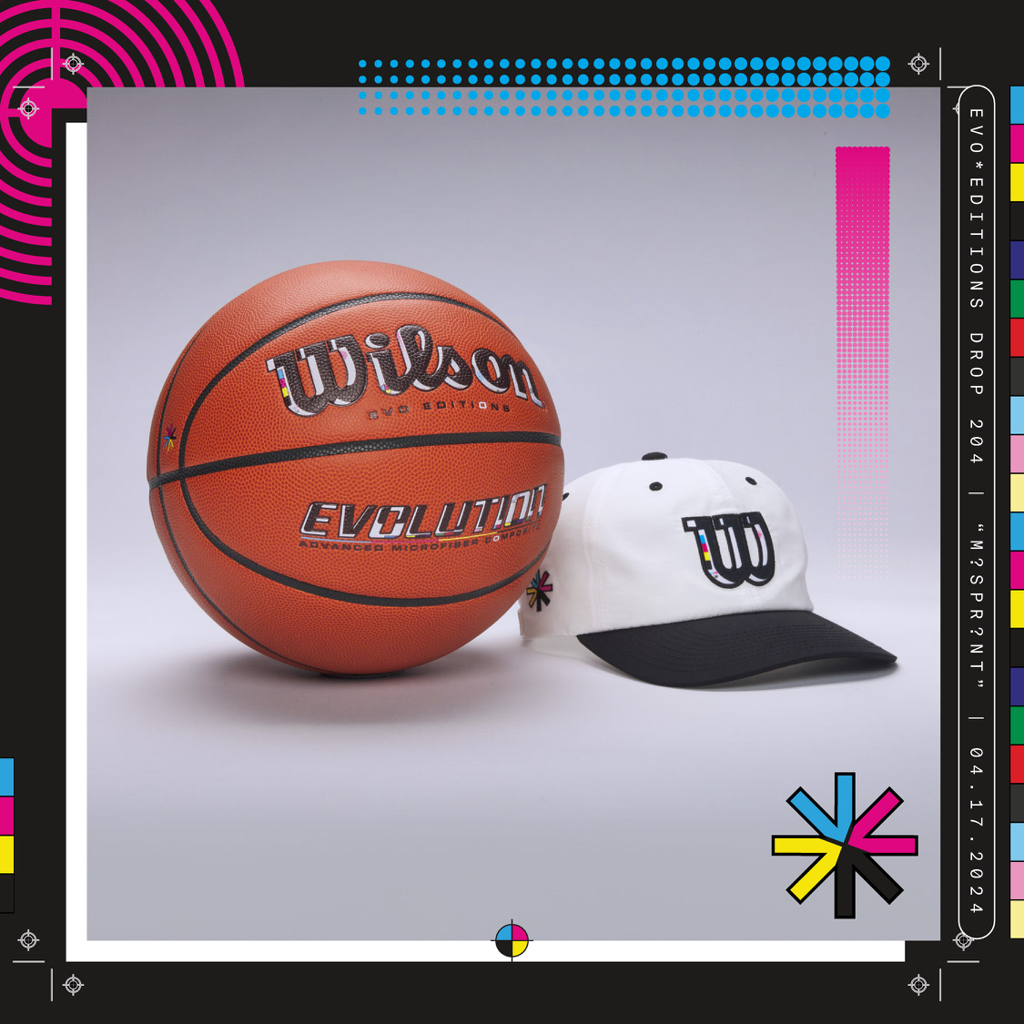 Evo*Editions Drop 204 “M?SPR?NT” turns work-in-progress into a work of art with offset type that gives a glimpse behind the CMYK curtain. Matched with an equally clean white hat. Tap below to grab the latest fully-playable Evo*Editions drop! - - ➡️: wilsonlive.app.link/K53uq8lVJIb - -
