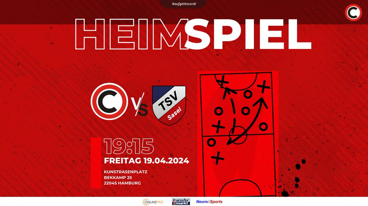 🚨 Spielankündigung 🚨

Am kommenden Spieltag steht ein packendes Duell bevor: Cordi tritt gegen Sasel an! 🤩⚽️

📆 Datum: 19. April 2024
🕒 Uhrzeit: 19:15 Uhr
🏟️ Ort: Bekkamp 25, Hamburg

#CordiVsSasel #Fußball #Matchday #Emotionen #aufgehtscordi