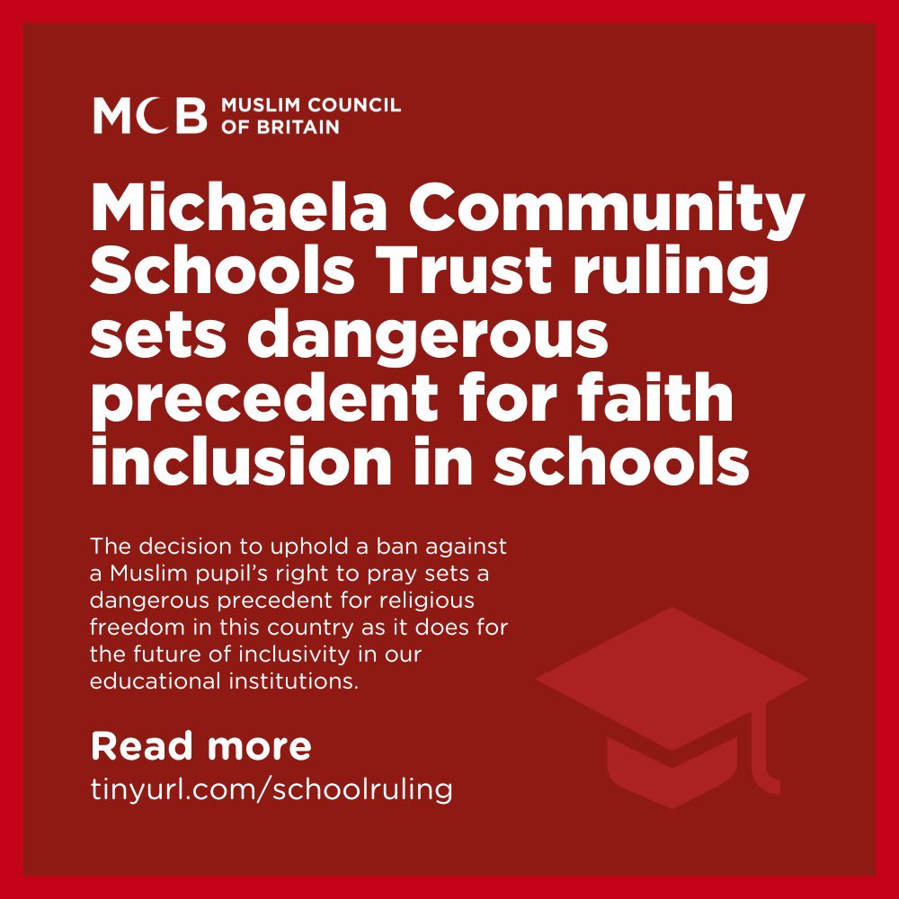 🚨STATEMENT | Michaela Community Schools Trust Ruling Sets Dangerous Precedent for Faith Inclusion in ‘It is important to recognise the exemplary efforts of schools across the UK in supporting faith practices within their institutions.’ 🔗Read full: tinyurl.com/schoolruling