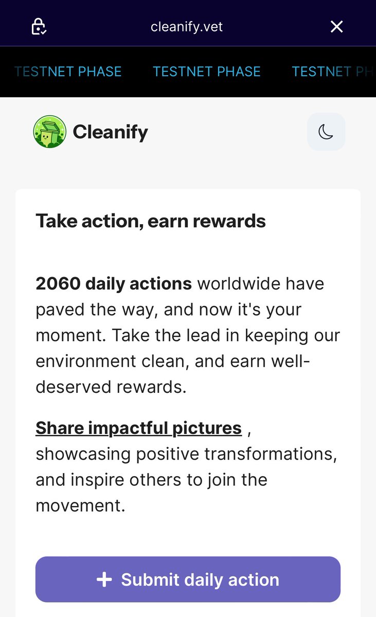 #VeFam we are glad to communicate we just fixed a few issues that today were preventing you from submitting new daily actions! 🔥 #cleanify is now 100% operational and ready to reward you for your #EarthCleanup Also, we just crossed 2k approved daily actions! #VeBetterDAO