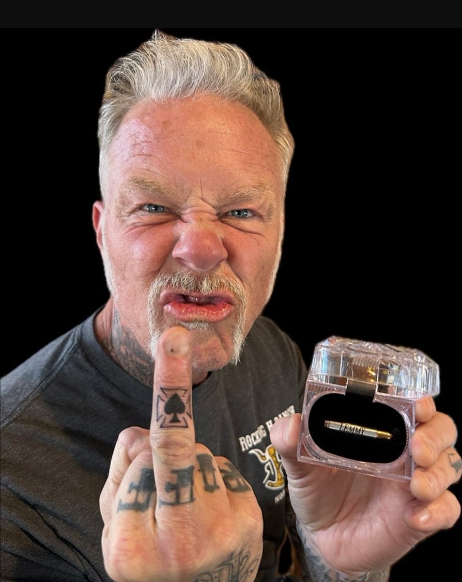 #JamesHetfield reveals new finger tattoo, which is a tribute to #Lemmy of #Motorhead. The #tattoo ink was mixed with ashes of Lemmy that he [Hetfield] was given; he added:

'a salute to my friend and inspiration Mr Lemmy Kilmister', 'Without him, there would be NO #Metallica.'