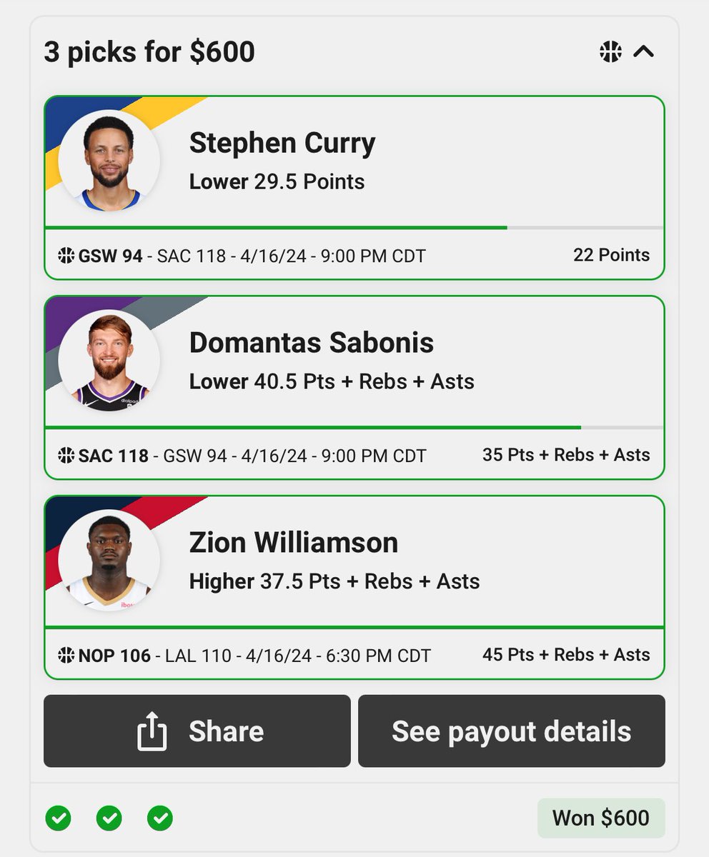 Ofc the ONE time i dont tweet my picks we win big🫡 Lmaoo didnt think yall would understand going lower on Curry but i’ll tweet every time from now on🥲 Use CODE: “GRINDING” when signing up & Underdog will match your first deposit up to $100👉 play.underdogfantasy.com/p-siimply-grin…