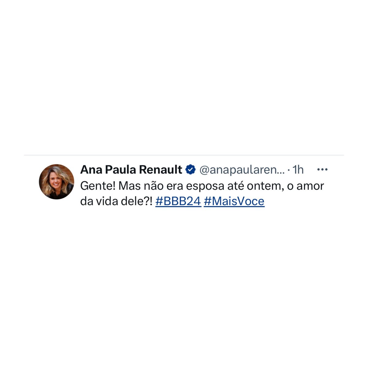 🚨VEJA: Ana Paula Renault faz post após Davi afirmar que está conhecendo a namorada Mani:

“Mas não era esposa até ontem, o amor da vida dele?”