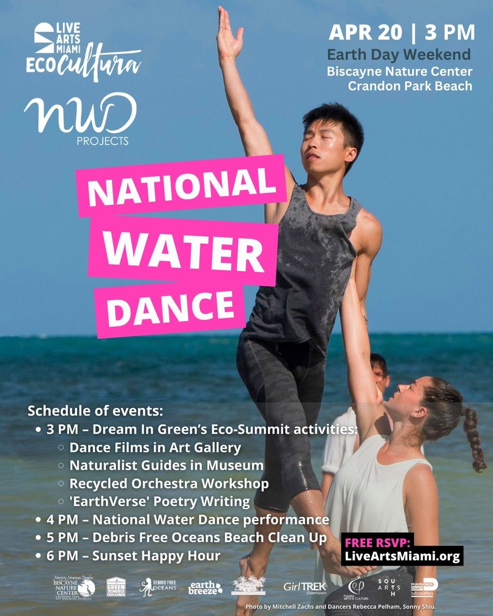 This Earth Day Weekend, enjoy an unforgettable arts adventure with Live Arts Miami and National Water Dance Projects. Extraordinary dance and music? Check. Eco-activities for the entire family? You got it. Saturday, April 20, 2024 Tickets and info here: buff.ly/3VIQogA