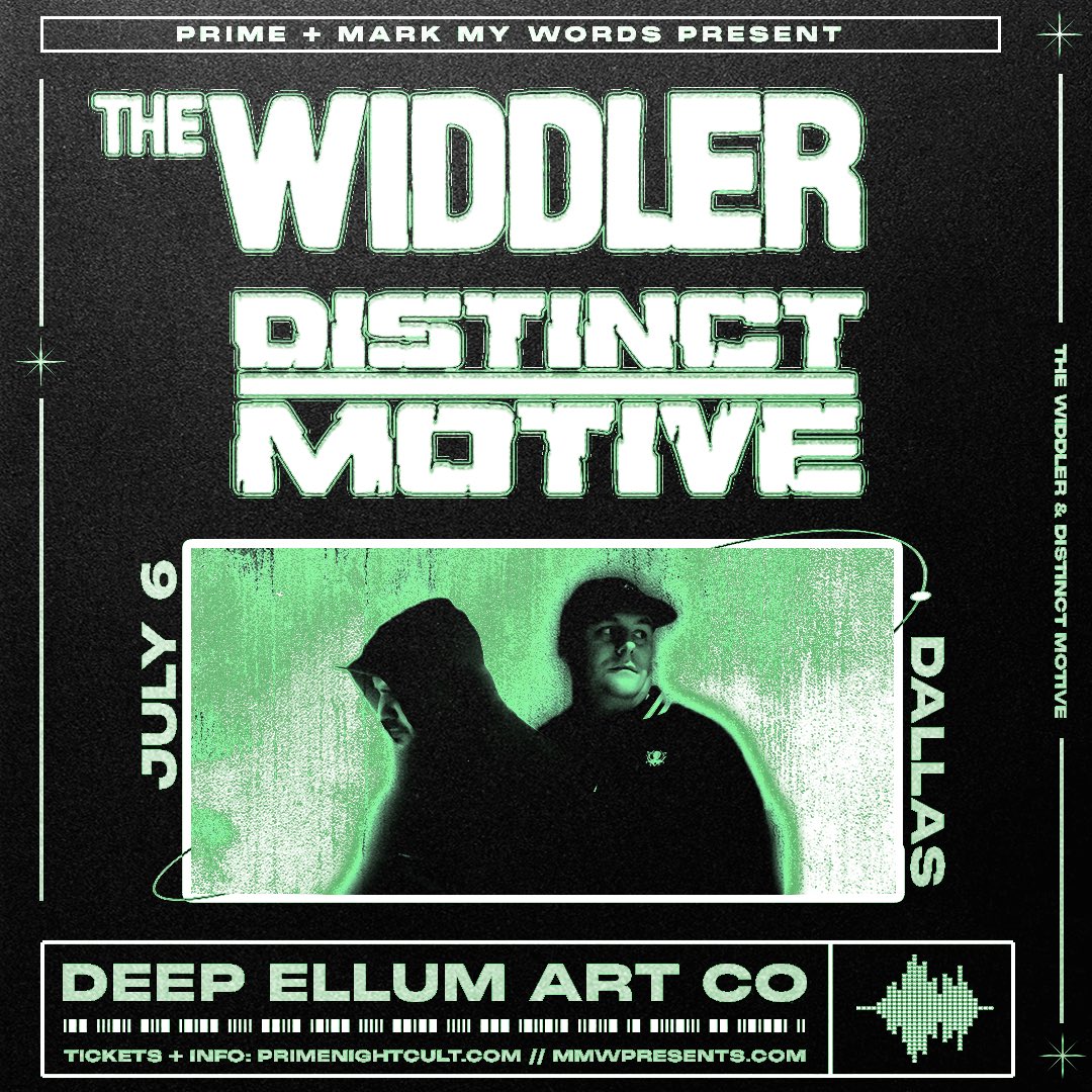 We’re excited to announce the Hometown Hero, @The_Widdler is coming thru with @DistinctMotive 🔊🔊🔊🔊 7.5 // ATX // @KngdmAustin // 21+ // 10pm 7.6 // DTX // @DeepEllumArtCo // 18+ // 9pm ❗️Tickets are live and on-sale NOW❗️ 🎟️🔗 👉 @PRIMENIGHTCULT | MMWpresents.com