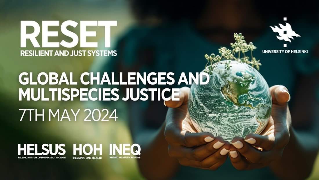 Very thrilled to be giving a keynote at the launch of the Resilience and Justice Systems (RESET) project at the University of Helsinki on May 7th! The Global Challenges and Multispecies Justice panel will be live-streamed. Register👇🏽 helsinki.fi/en/projects/re… @UPennEnvir