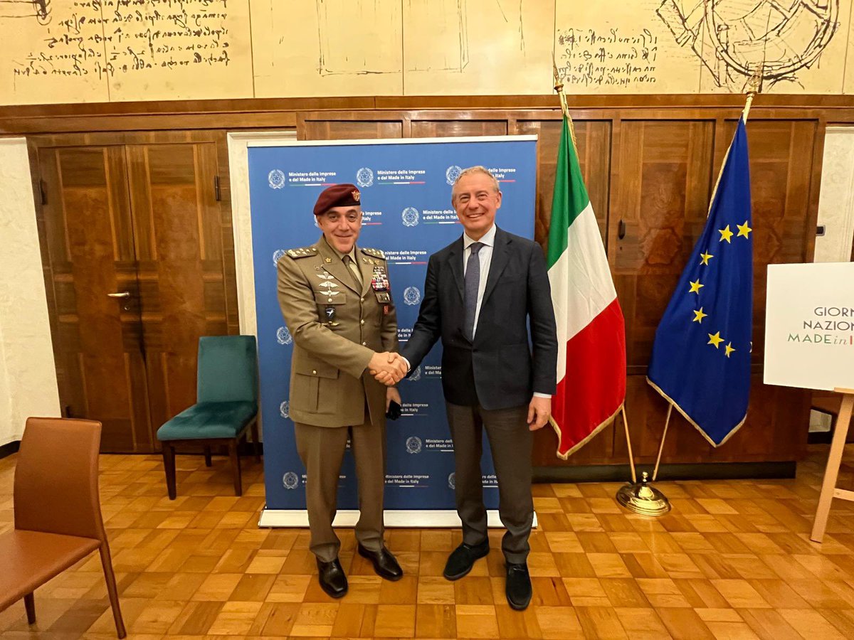 Il ministro <a href="/adolfo_urso/">Adolfo Urso</a> nel pomeriggio ha incontrato a Palazzo Piacentini 

📌Dario Scannapieco, ad di <a href="/GruppoCDP/">Cassa Depositi e Prestiti</a>

📌Gabriele Galateri di Genola presidente IIT e Giorgio Metta, dir. scientifico IIT (<a href="/IITalk/">IIT</a>)

📌Gen. C.A. Carmine Masiello, Capo di Stato Maggiore dell’<a href="/Esercito/">Esercito Italiano</a>