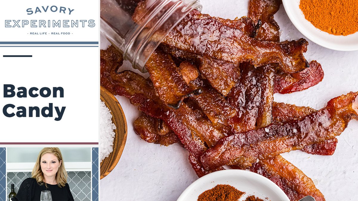 Candied bacon is the best sweet and salty snack with a kick. Serve as strips or bites, bacon is caramelized with brown sugar and and a touch of heat! RECIPE: youtu.be/NurJe2ru7ng