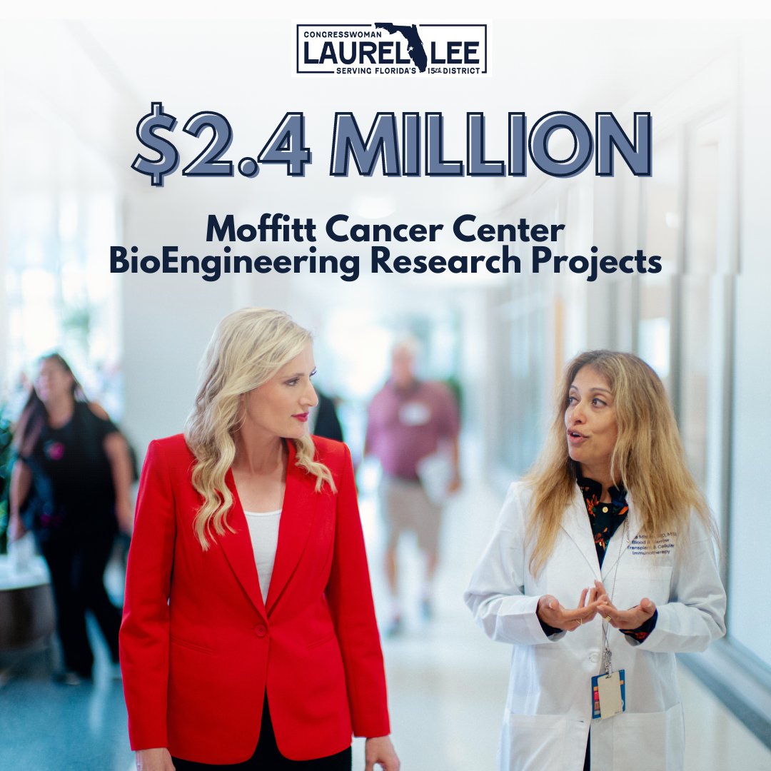 I am proud to have secured $2.4 million towards @MoffittNews' BioEngineering research projects which will have tremendous impacts on the future of cancer treatment. Thank you for leading the way for innovative care and groundbreaking research throughout #FL15 and beyond.