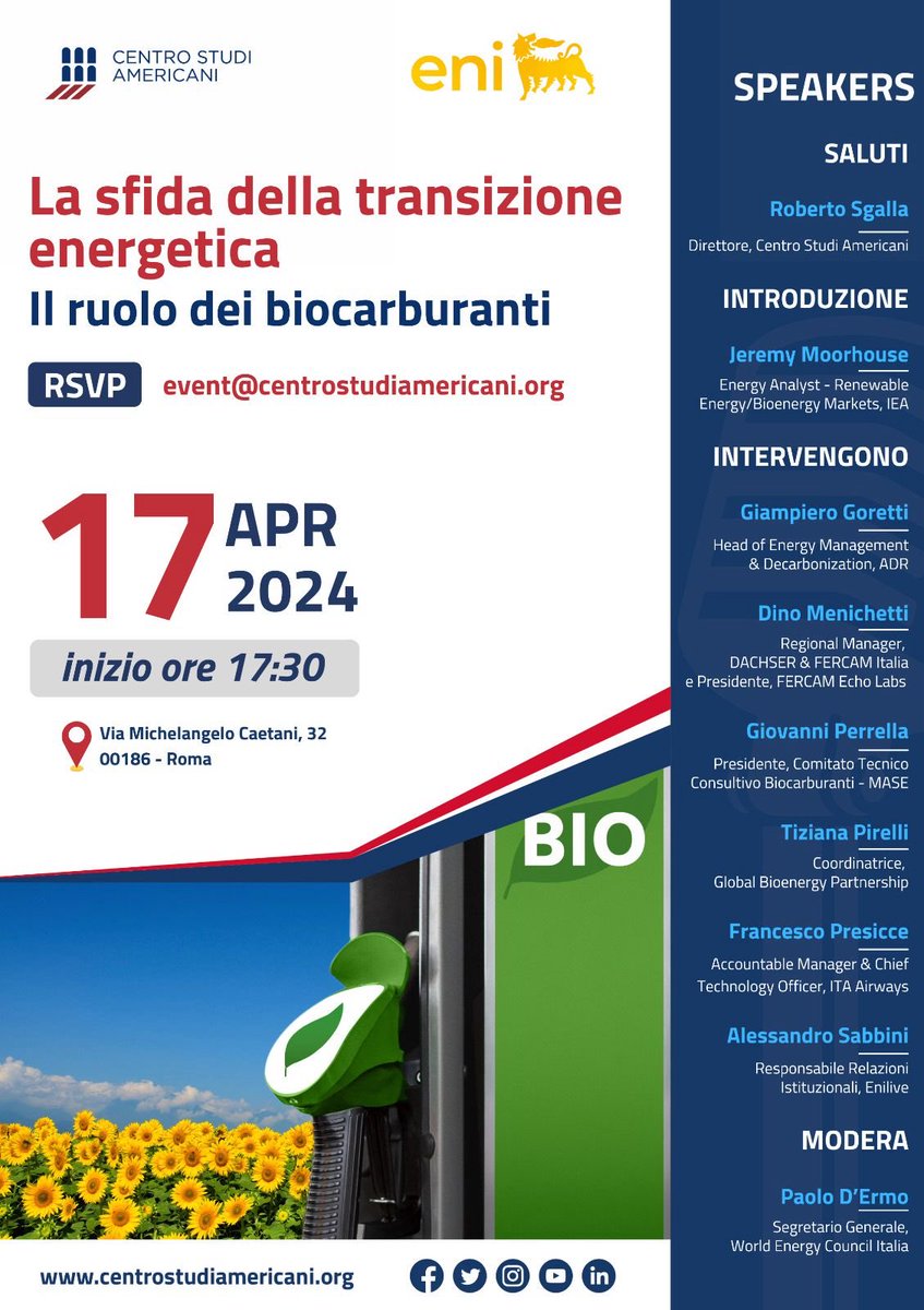 Interessante confronto sul ruolo dei biocarburanti verso l’obiettivo della neutralità carbonica ⁦@centrostudiusa⁩ ⁦@WEC_Italia⁩ ⁦@MASE_IT⁩ ⁦@eni⁩ ⁦@IEA⁩ ⁦@GlobalEnergyMon⁩