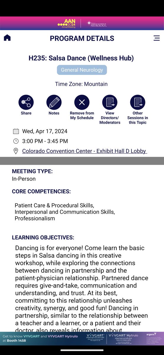 Come join @GGheihmanMD and I at the Wellness Hub at #AANAM where we'll teach you #salsa moves & how partnership plays a role not just in dance but also in the doctor-patient relationship. No experience necessary! 💃🕺 #neurohumanities @GoldFdtn @MattiaRosso3 @MphStanley