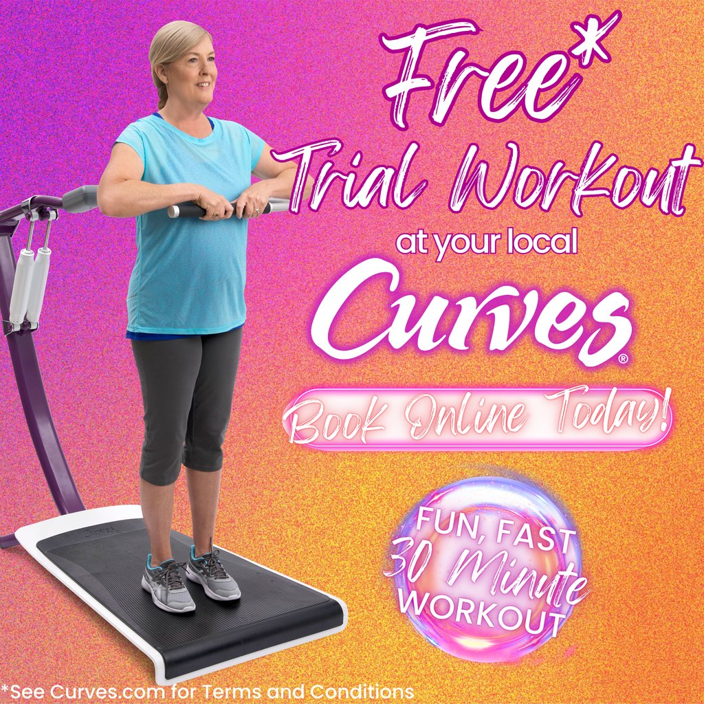 🎉 Kickstart your path to a healthier lifestyle with Curves! ✨ Don't miss out on your chance for a FREE* Trial Workout. Book online at curves.com/get-started #CurvesStrong #HealthyLifestyle #FitnessGoals *See Curves.com for terms and conditions.