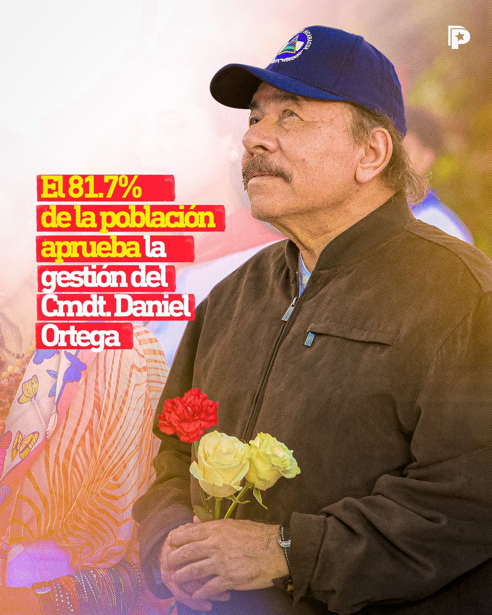 🇳🇮📈📊 Los resultados más recientes de la encuesta de M&R Consultores revelan un respaldo sólido a la gestión del Presidente Comandante Daniel Ortega por parte de la población nicaragüense: ✊🏻🔴⚫