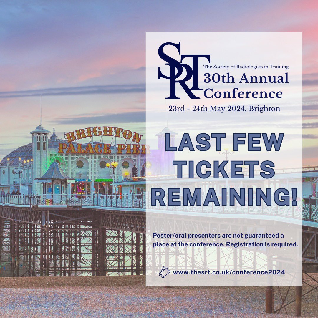 ⏳ Time's ticking! Only 5 weeks until the #SRT2024, and tickets are selling fast!Grab yours before they're all gone - only a few left! 🔥 📢 Poster and oral presenters are not guaranteed a place at the conference. Registration is required. 🎟️ Tickets at thesrt.co.uk/conference2024