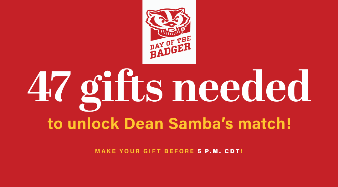 #BusinessBadgers: We only need 47 more gifts to unlock Dean Samba's $15,000 match! Let's finish strong! 💪 #DayoftheBadger Make your gift before 5 p.m. CDT! dayofthebadger.org/campaign/busin…