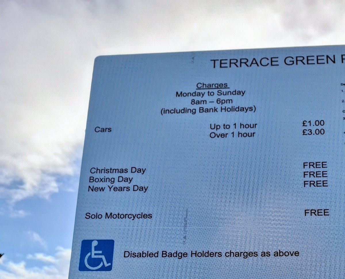 To @DurhamCouncil - your parking charges at Terrace Green,Seaham are NOT the same as your proposed charges on your website. £1 PER hour should allow people to pay £2 for up to a 2 hour stay @SunderlandEcho @ChronicleLive  @TheNorthernEcho #seahamparkingcharges #seaham