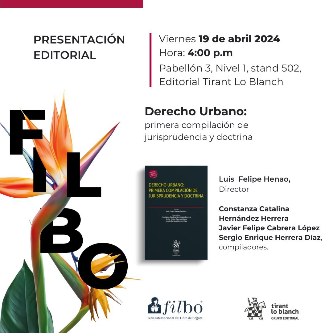 Les comparto una invitación muy especial para que nos acompañen en la Feria Internacional del Libro de Bogotá. 📖 Este libro contiene el primer ejercicio en Colombia de compilación de jurisprudencia y doctrina de derecho urbano.