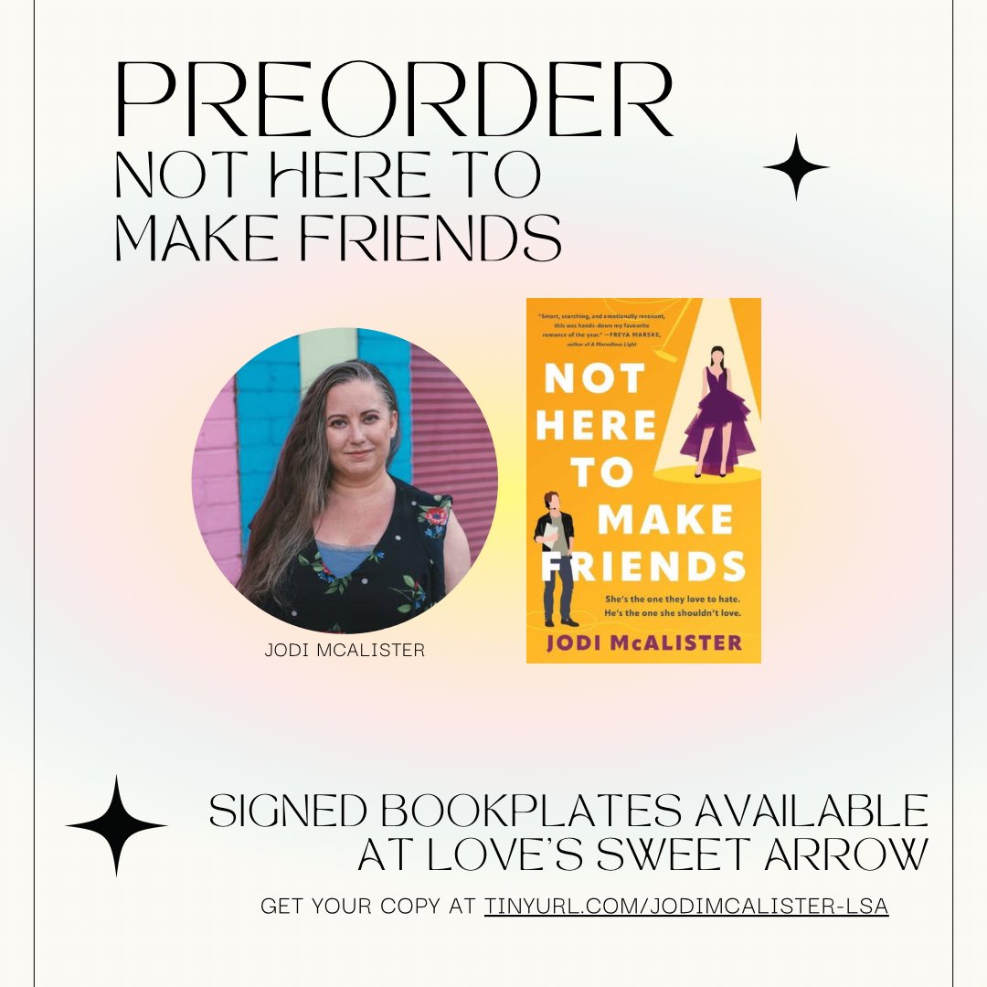 We’re thrilled to share that we now have @JodiMcA’s forthcoming title NOT HERE TO MAKE FRIENDS available for preorder! If you’d like a copy with a signed bookplate, order today at tinyurl.com/JodiMcAlister-…!