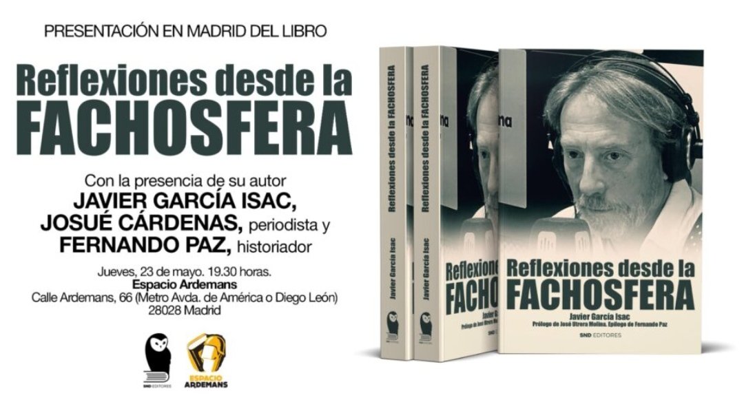 No suelo hacer planes a tan largo plazo, pero el jueves 23 de mayo, no estoy para nadie. Tengo un tema con @Javiergaciaisac en @EspacioArdemans