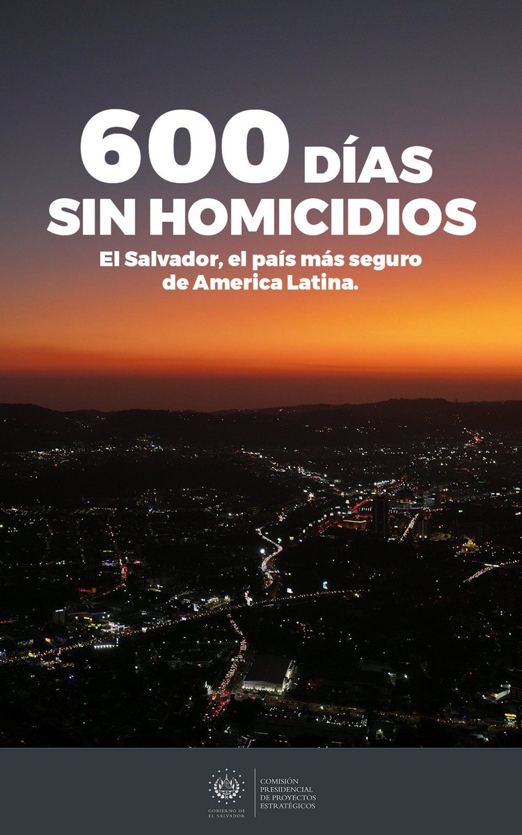 Bajo el liderazgo del Presidente <a href="/nayibbukele/">Nayib Bukele</a> El Salvador sigue logrando cifras históricas en diferentes rubros, como la seguridad. “El árbol por sus frutos se conocerá”.🇸🇻