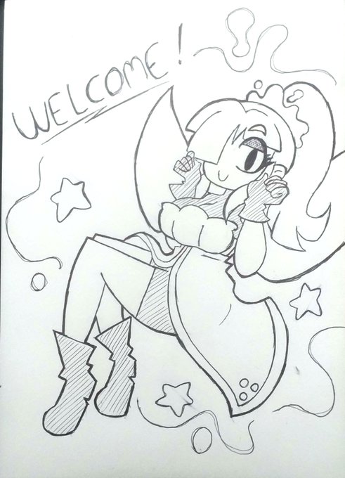 Bought a new sketchbook, here's Karisa welcoming you in the first page c: 