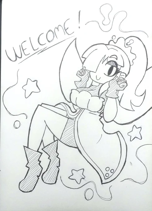 Bought a new sketchbook, here's Karisa welcoming you in the first page c: 