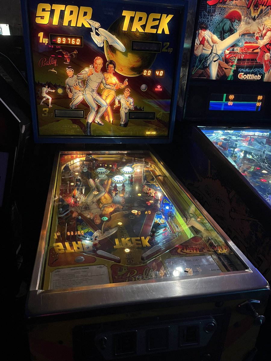 Happy to find an old skool STAR TREK pinball machine at the Player One Barcade in NoHo!