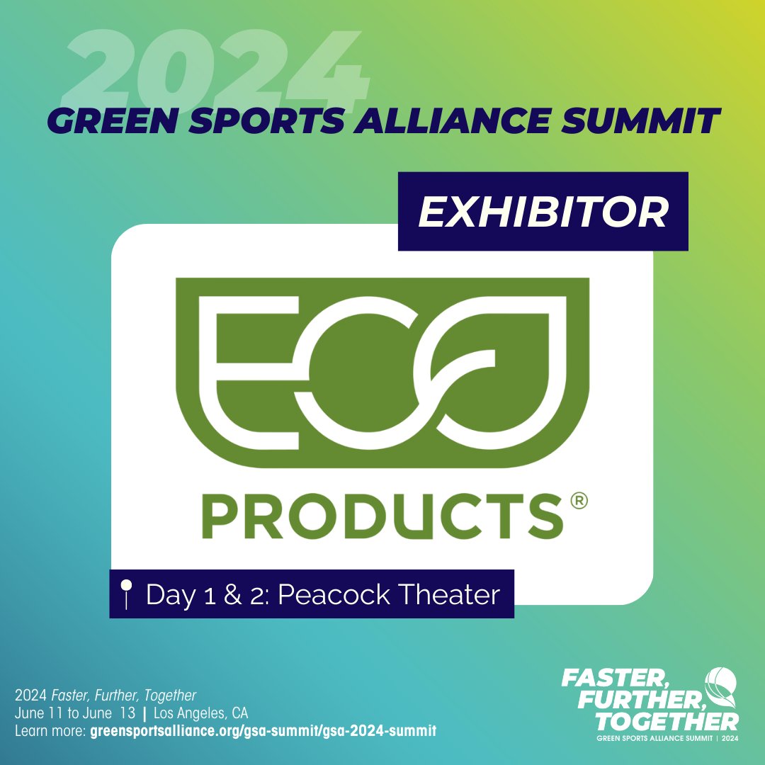 Welcome @ecoproducts as an Innovation Hub exhibitor for 2024 Green Sports Alliance Summit: Faster, Further, Together from June 12-13. @ecoproducts looks forward to seeing you in Los Angeles. Click here to secure your ticket for #24GSASUMMIT 🔗 greensportsalliance.org/gsa-summit/202…