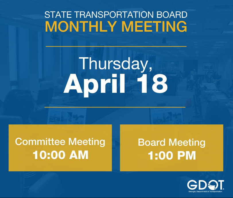 Watch the State Transportation Board Committee meetings and Board meeting take place on the same day. We hope to see you today starting at 10am! The meetings are open to the public and can be viewed via live webcast. bit.ly/45fTPO4 #GDOTNE