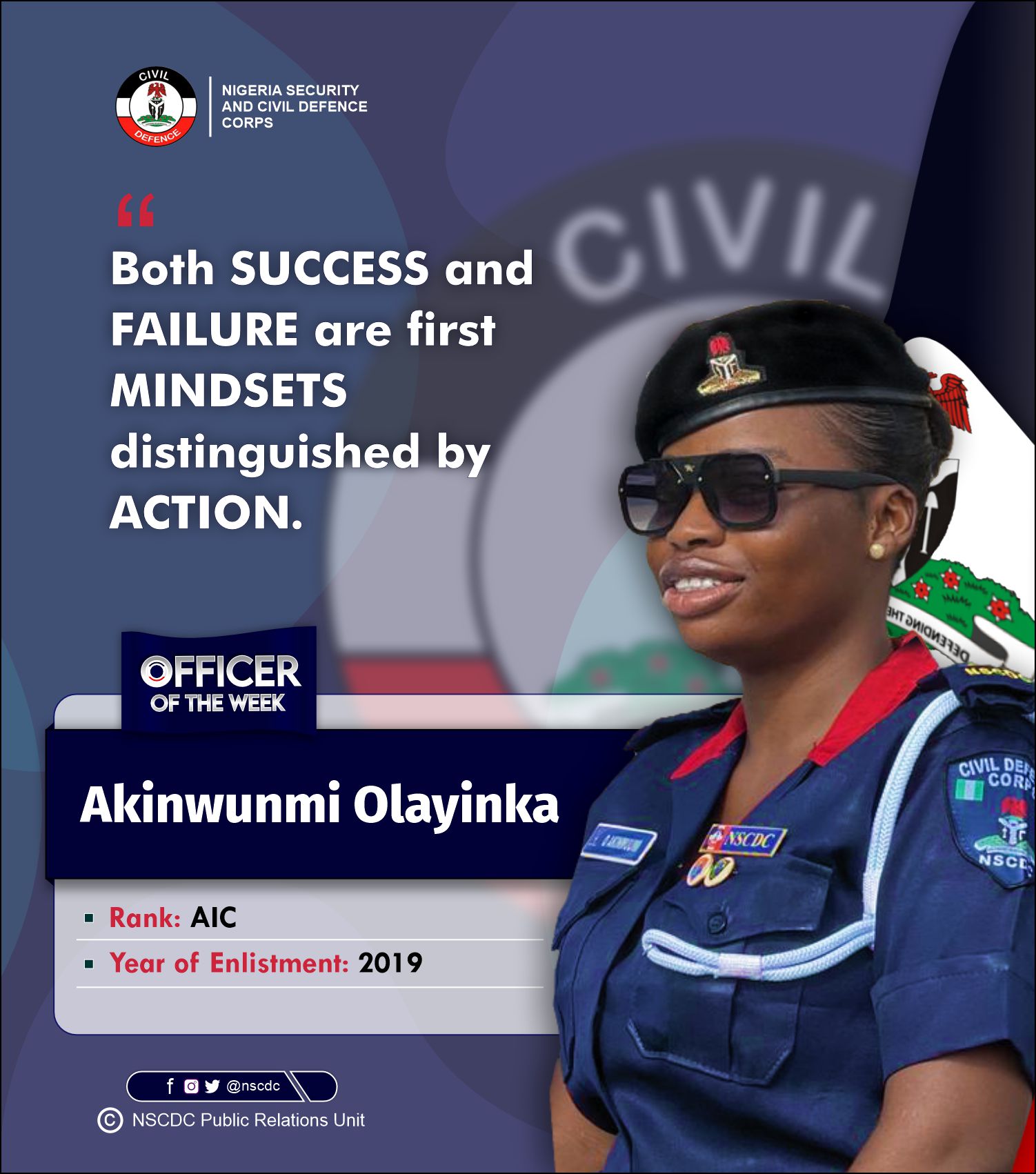 OFFICIAL_NSCDC on X: &ldquo;CONGRATULATIONS TO OUR OFFICER OF THE WEEK 