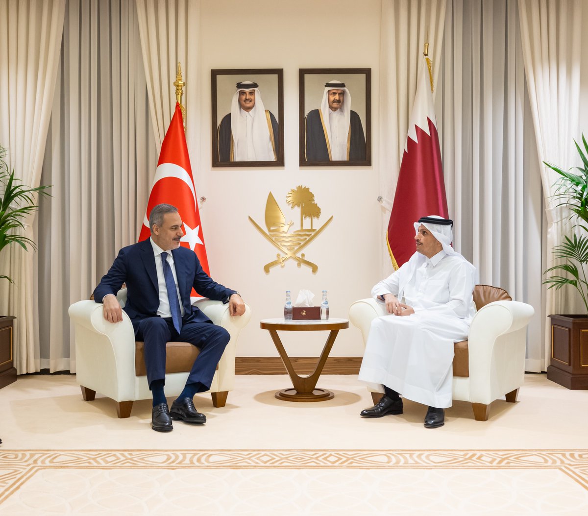 Prime Minister and Minister of Foreign Affairs @MBA_AlThani_ Meets Turkiye's Foreign Minister #MOFAQatar