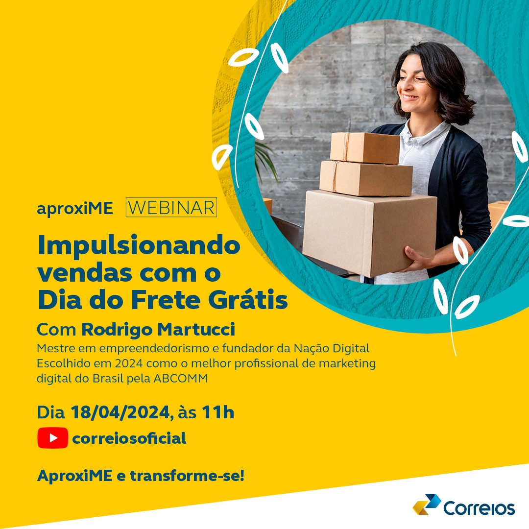 correiosBR's tweet image. #ComércioDigital | Já se perguntou como o frete grátis pode ser uma arma poderosa para impulsionar suas vendas online? 📈💻📲

Na próxima live #AproxiME, vamos mergulhar na estratégia do frete grátis e em como ela pode ser utilizada para aumentar as vendas e fidelizar clientes.