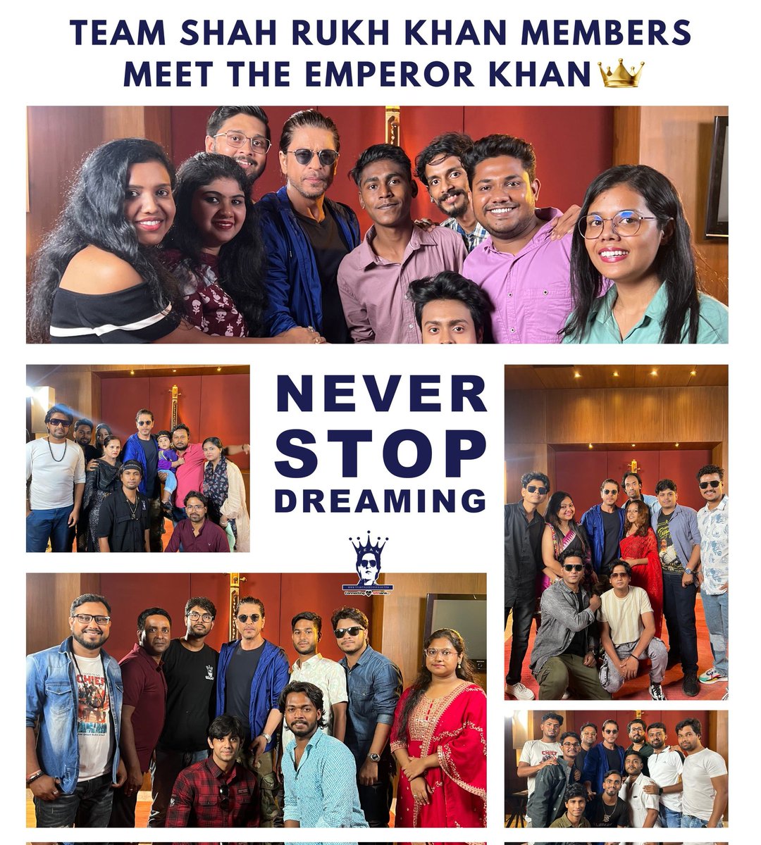 𝙉𝙀𝙑𝙀𝙍 𝙎𝙏𝙊𝙋 𝘿𝙍𝙀𝘼𝙈𝙄𝙉𝙂 Team Shah Rukh Khan Members Met The Emperor Khan, Shah Rukh Khan in Kolkata today. We would like to thank @KarunaBadwal ma'am, @pooja_dadlani ma'am and @BilalS158 for the unwavering support as always 💯