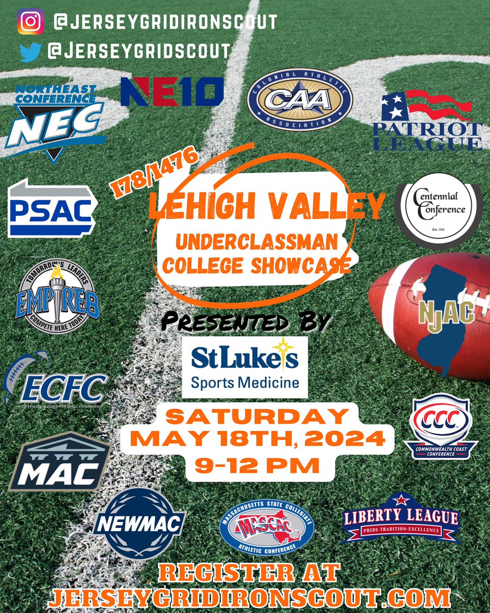 CoachTomPajic's tweet photo. 💥Welcome #D3 #MAC  @MUCougarsFB to Jersey Juice 🍊&amp; I78/I476 Lehigh Valley Showcase‼️

HFC @Coach_Cottle LB @coachmslaughter WR @JaretJystad  in the HOUSE‼️
Register Today ⤵️⤵️⤵️
https://t.co/FuO5R4sVGg

✅College Showcase

@WJFCA2020 
@PaFootballNews
@SLUHNSportsMed https://t.co/pC3HcToizz